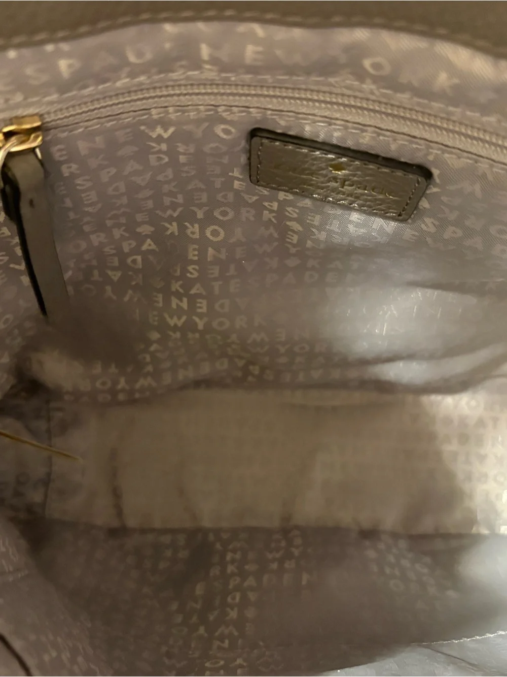 kate spade Pebbled Leather Crossbody in Taupe with Gold Hardware